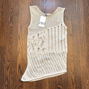 ZARA Beige Knit Sleeveless Top